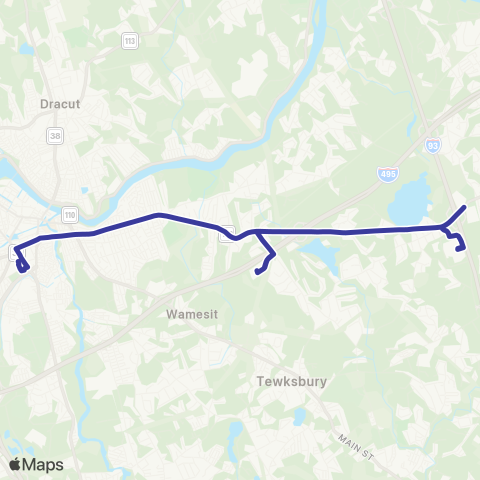 Lowell RTA IRS / Raytheon via Rte. 133 map