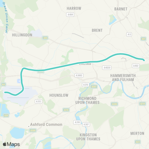 London Rail Heathrow Express map