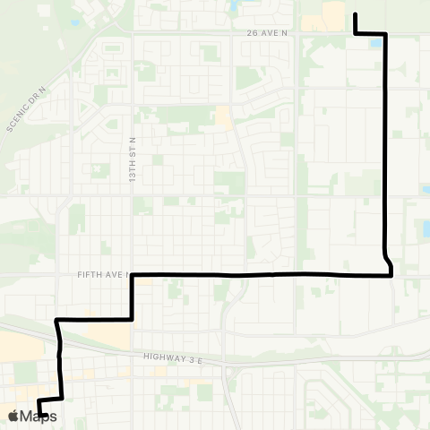 Lethbridge Transit 5 Avenue North map