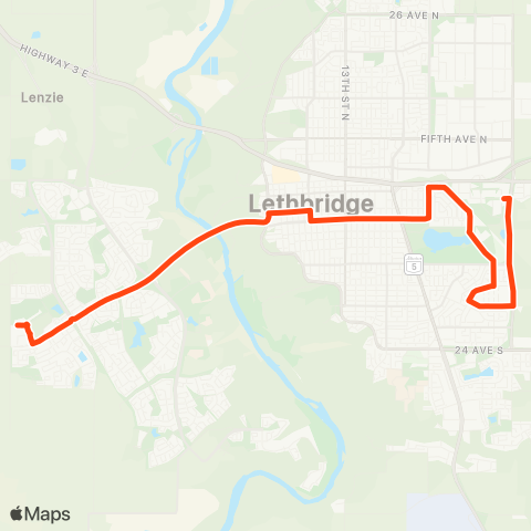 Lethbridge Transit cityLINK Orange map