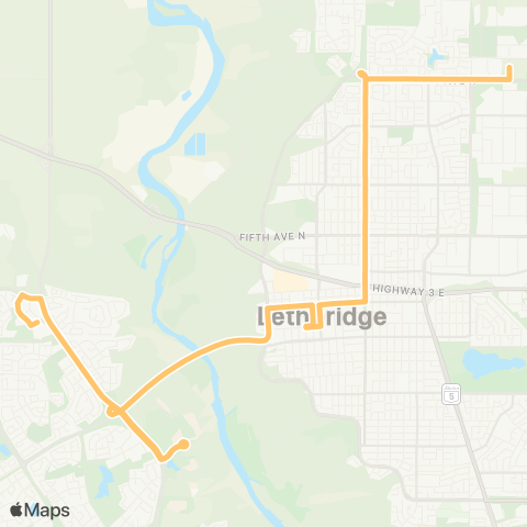 Lethbridge Transit cityLINK Gold map