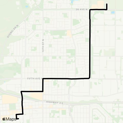 Lethbridge Transit 5 Avenue North map