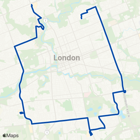 London Transit Natural Science to Barker at Huron map