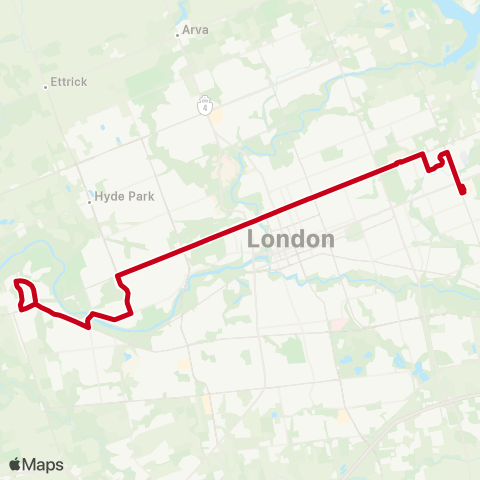 London Transit Argyle Mall to Byron/Riverbend map