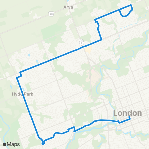 London Transit Downtown – Stoney Creek map