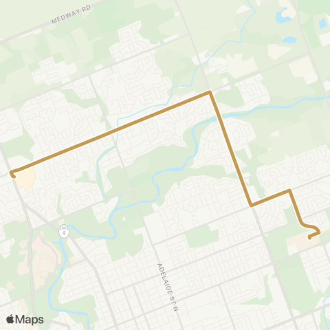 London Transit Fanshawe College to Masonville Place map