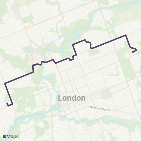 London Transit Fanshawe College to Capulet map