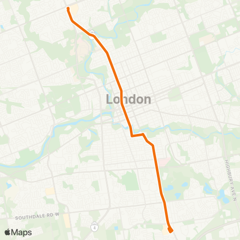 London Transit Masonville Place – White Oaks Mall Exp map