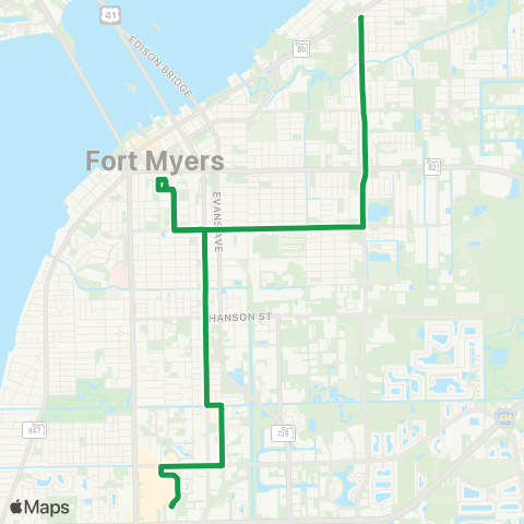 LeeTran Edison Mall to Dunbar map