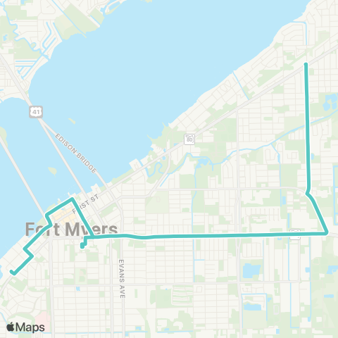 LeeTran Downtown Fort Myers to Dunbar map