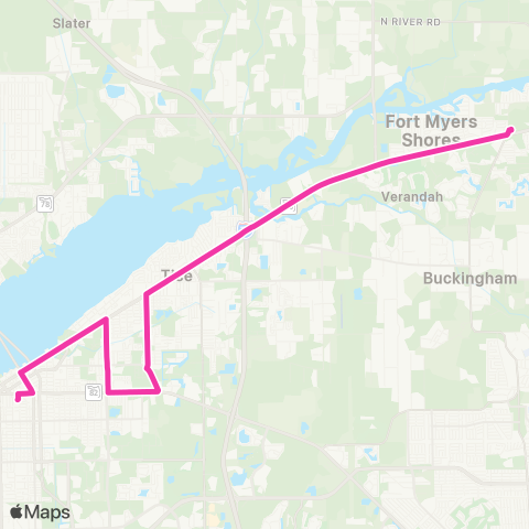 LeeTran Riverdale to Downtown Fort Mye map