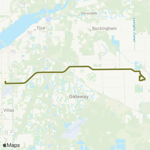 LeeTran Lehigh Acres to Edison Mall map