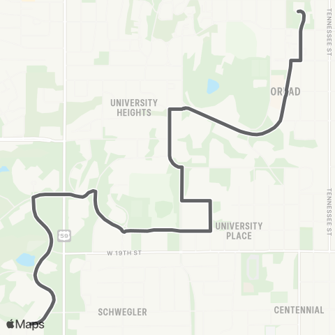 Lawrence Transit Campus Circulator (Evening) map