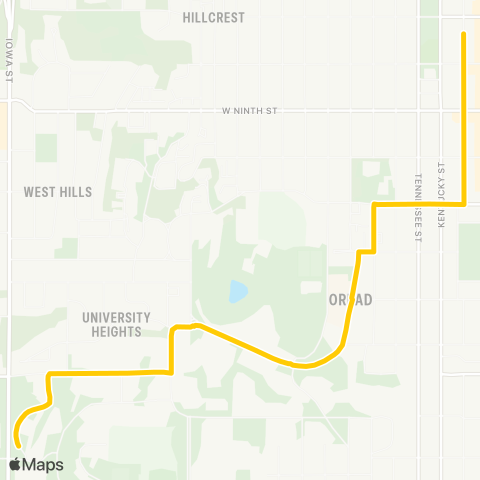 Lawrence Transit KU-Downtown (SafeBus) map