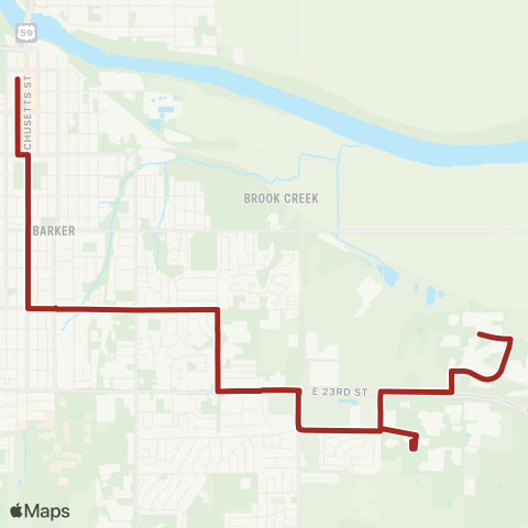 Lawrence Transit Downtown-East Hills map