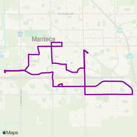 Manteca Transit Route 2 map