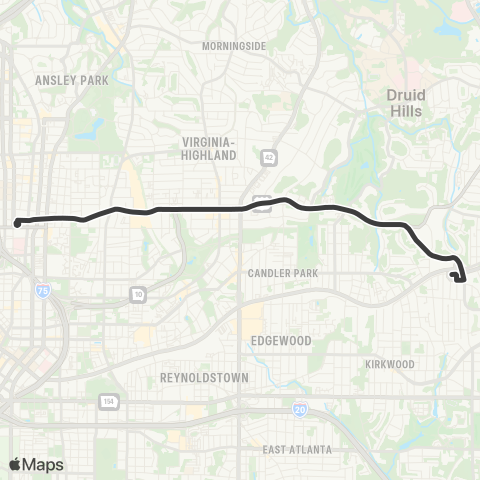 MARTA Ponce De Leon Avenue / Druid Hills map