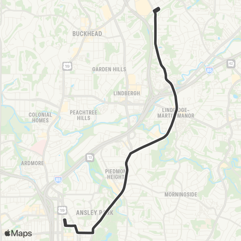 MARTA Cheshire Bridge Road map