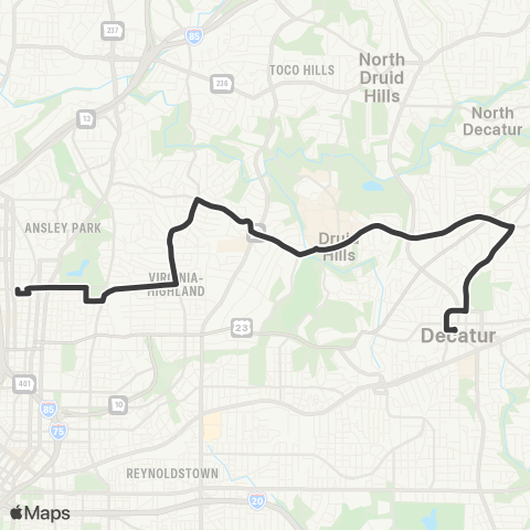 MARTA N Decatur Road / Virginia Highland map