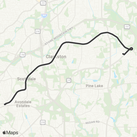 MARTA East Ponce De Leon Avenue map