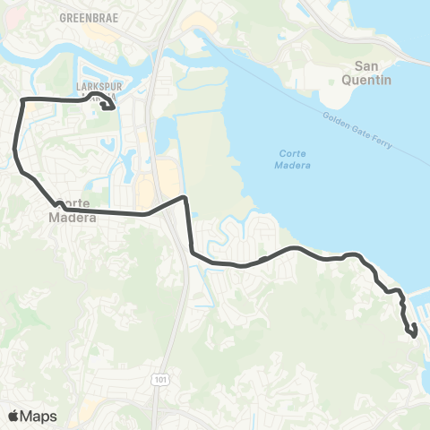 Marin Transit Paradise Cay - Redwood HS map