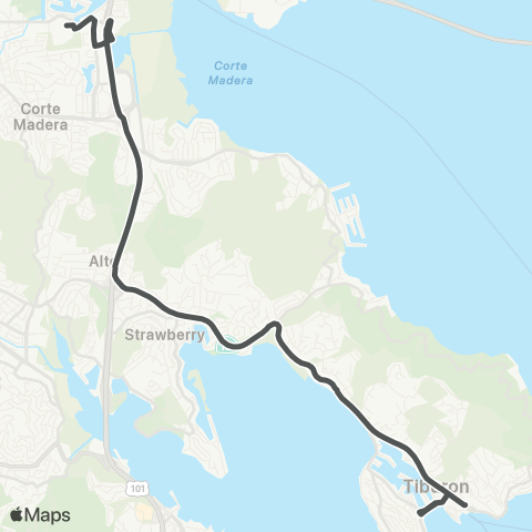 Marin Transit Tiburon - Redwood HS map