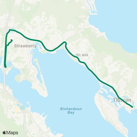 Marin Transit Tiburon - Strawberry map