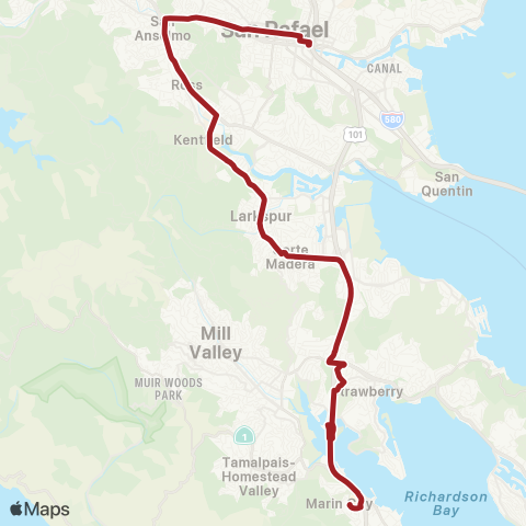 Marin Transit Downtown San Rafael - Marin City map