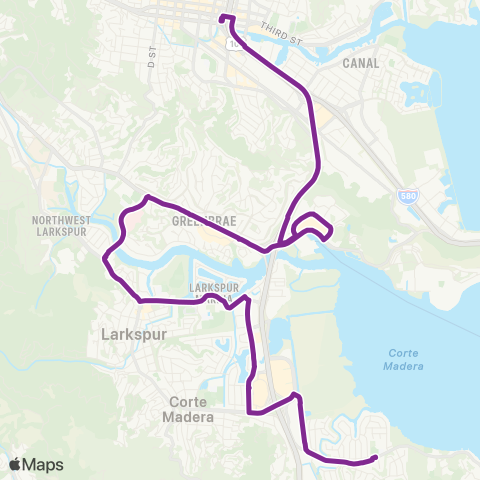 Marin Transit Downtown San Rafael - E. Corte Madera map