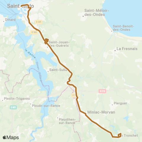 MAT Le Tronchet ↔︎ Miniac-Morvan ↔︎ Gares map