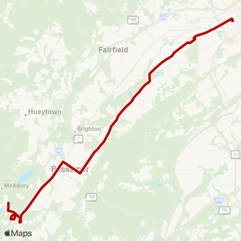 MAX Transit South Bessemer map