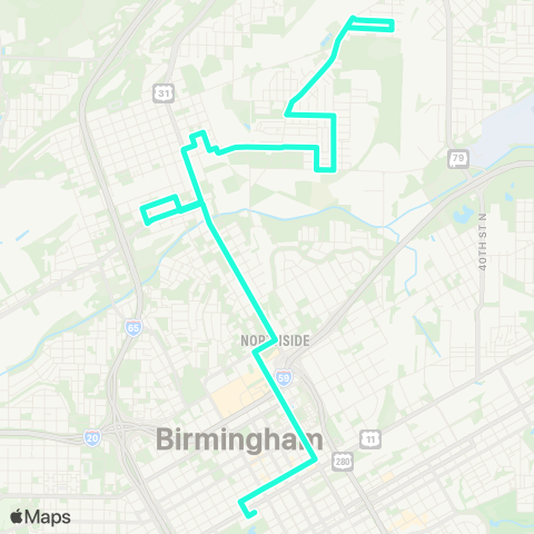 MAX Transit North Birmingham map