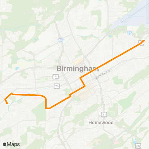 MAX Transit BX-Birmingham Express map