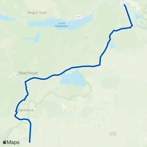 Midland Bluebird (McGill's Scotland East) McLaren High School - Ward Toll Cottage map