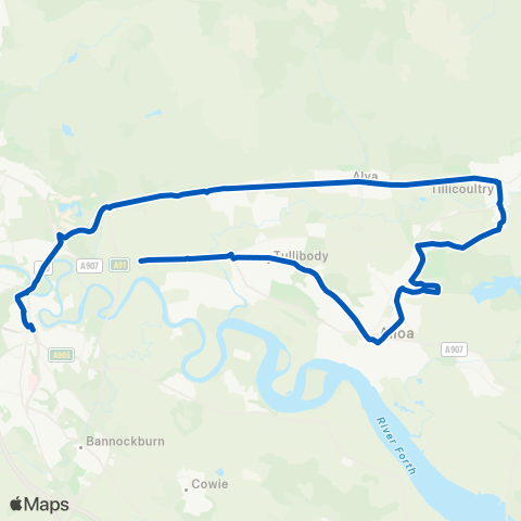 Midland Bluebird (McGill's Scotland East) Bus Sta (Stance 8) - Shillinghill (Stance 3) map