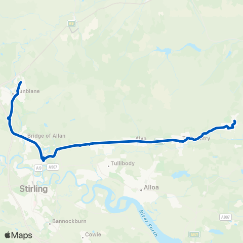 Midland Bluebird (McGill's Scotland East) The Ness Turning Circle - Kippendavie Rd map