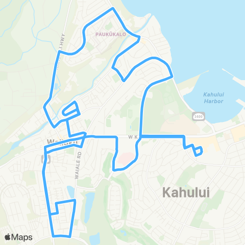 Maui Bus Wailuku Loop (Reverse) map