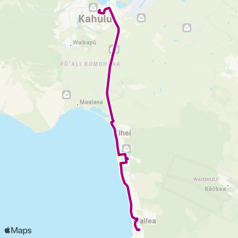 Maui Bus Kihei Islander map