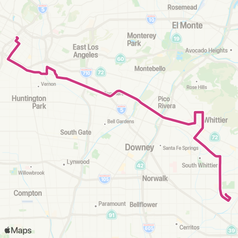 Montebello Bus Lines Washington Blvd map