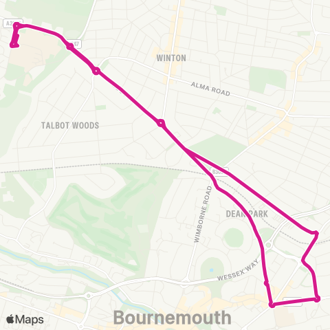 morebus Bournemouth Sta (Stop 7) - Bournemouth Univ (Stand A) map