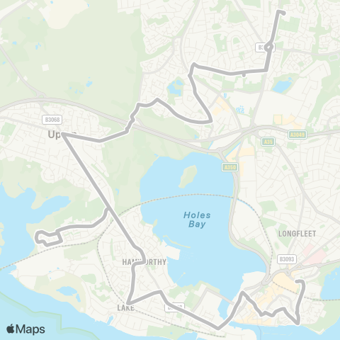 morebus Lander Close - Poole Grammar School map