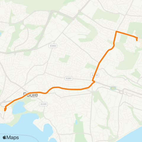 morebus Seldown Coach Sta (Stop S1) - Bournemouth Univ (Stand C) map