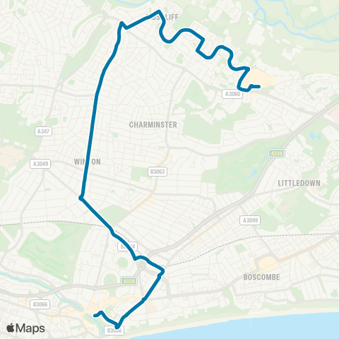 morebus Castlepoint (Stop F) - Bournemouth Square (Stand S) map