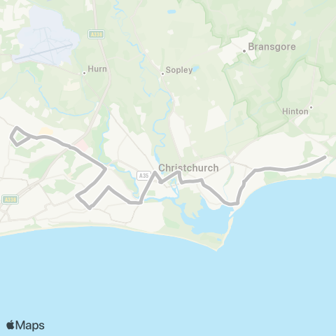 morebus Milestone Roundabout - Bournemouth Sch for Girls map