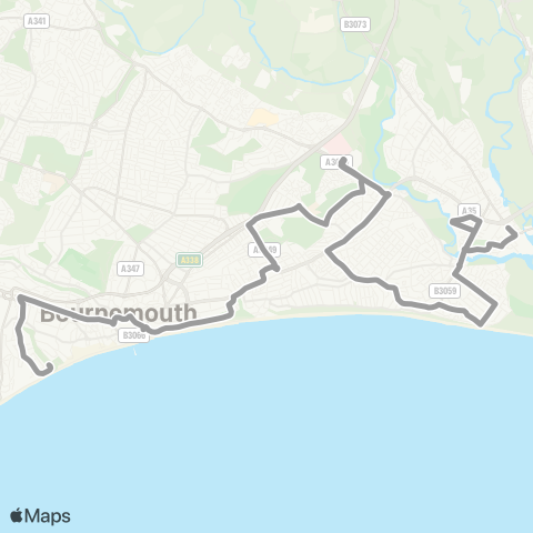 morebus Bournemouth Square (Stand Z) - Town Ctr (Stop B) map