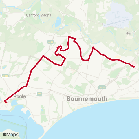 morebus Bus Sta (Stand N) - Royal Bournemouth Hosp (Stop C) map