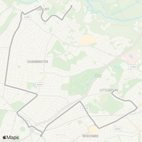 morebus Throop Church - Avonbourne School map