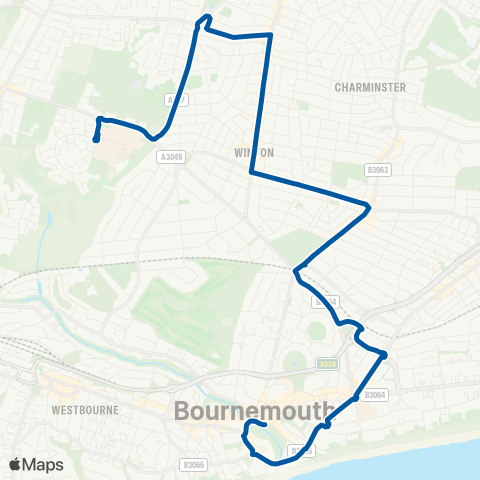 morebus Bournemouth Square (Stand R) - Bournemouth Univ (Stop G) map