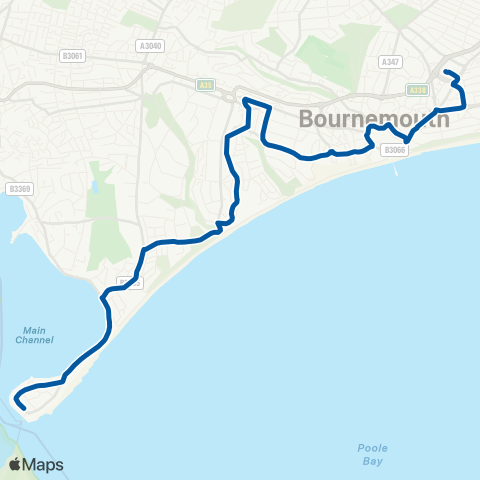 morebus Ferry Approach - Bournemouth Sta (Stand A) map