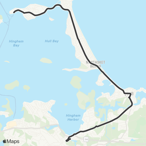 MBTA Pemberton Point, Hull - Sta St, Hingham map